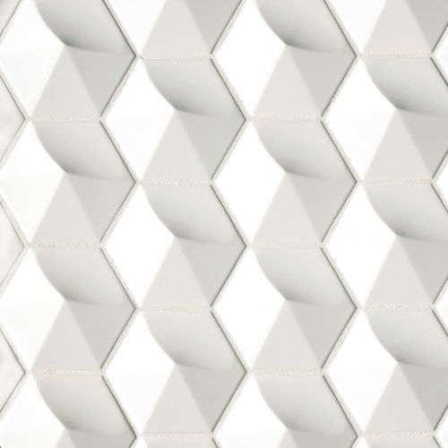 Hedron 4" x 5" Wall Tile in Bright White Pearl