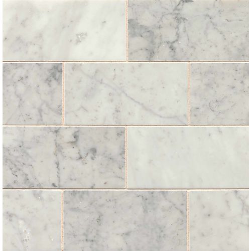 White Carrara 3" x 6" x 3/8" Floor and Wall Tile