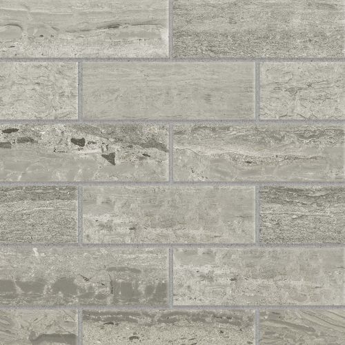 Classic 2.0 2" x 6" Floor and Wall Mosaic in Travertino Grigio