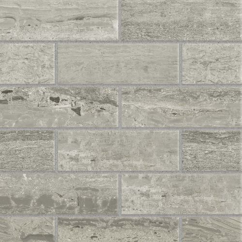 Classic 2.0 2" x 6" Floor and Wall Mosaic in Travertino Grigio