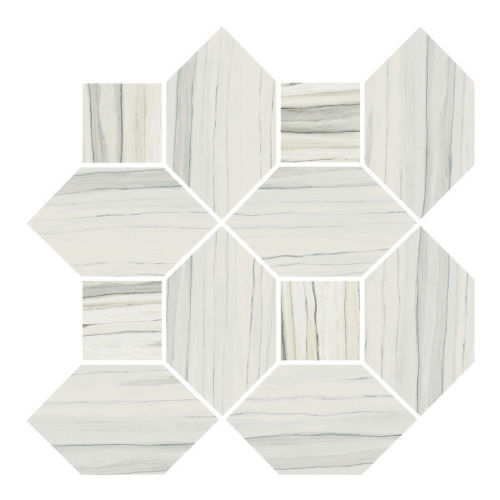 Zebrino Floor and Wall Mosaic in Calacatta & Michelangelo