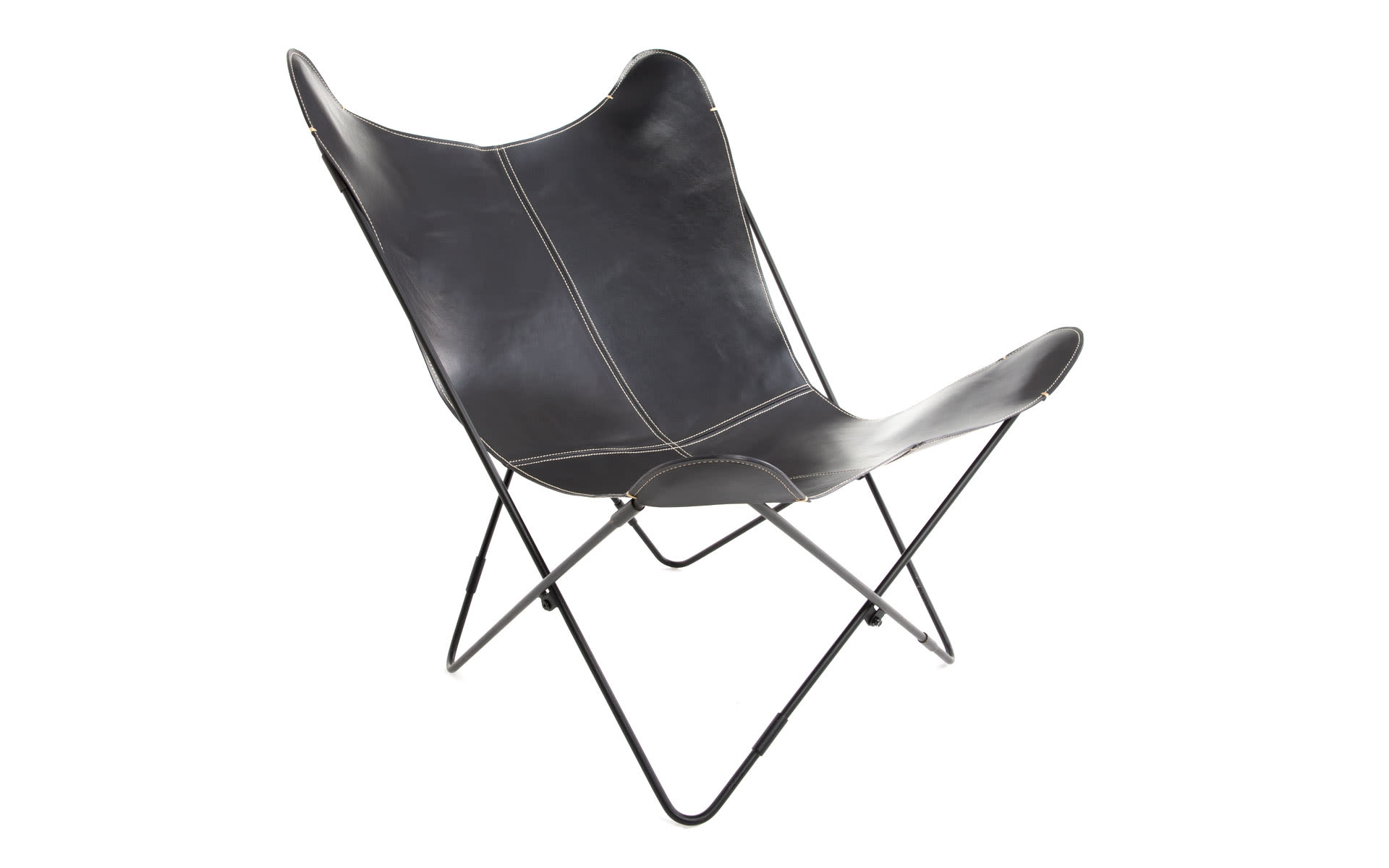 Butterfly Chair - Leather-COL01 - Black-Black