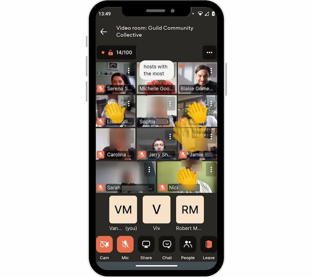 Guild Video Room on the mobile app