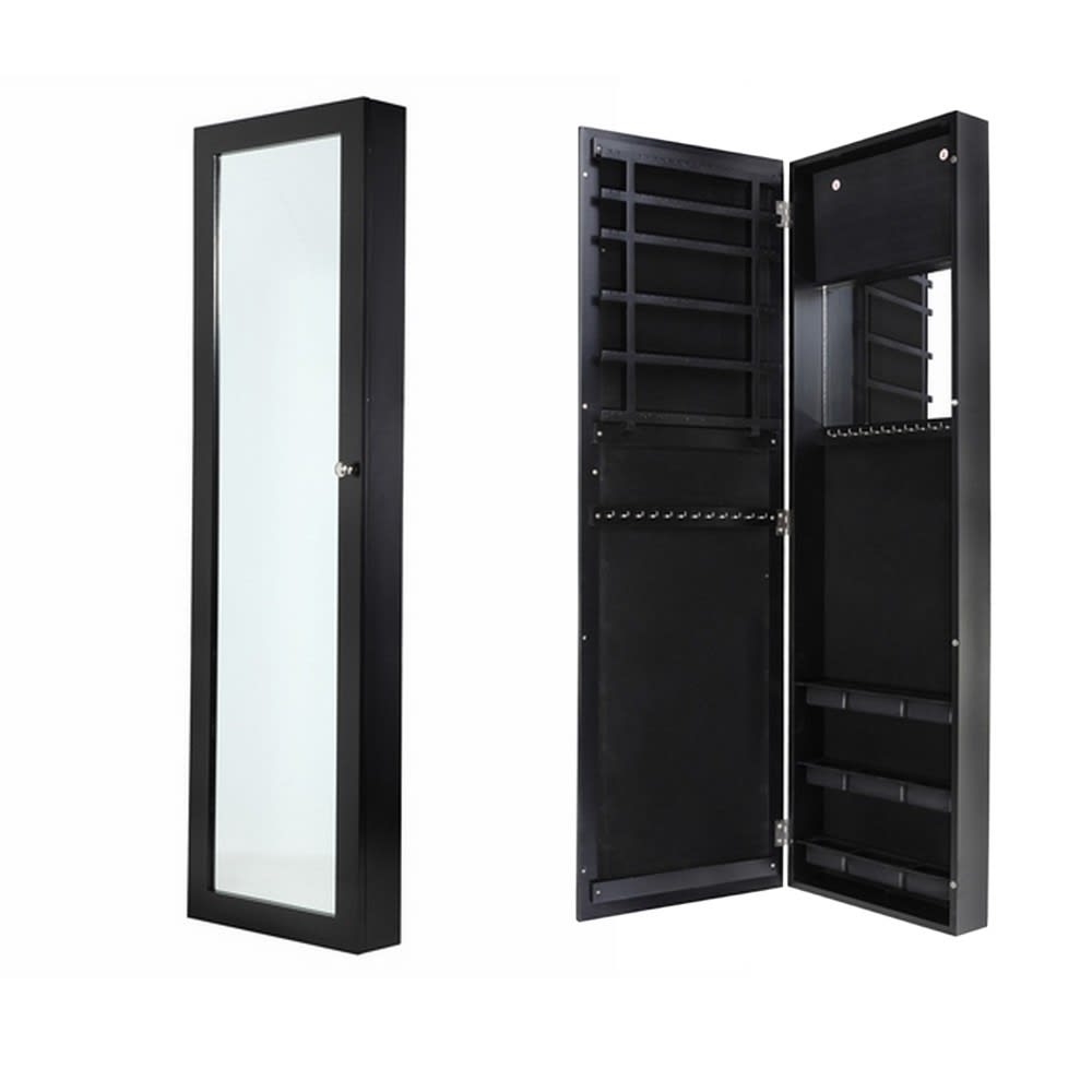 Homegear Wall Mounted Mirrored Jewelry Cabinet
