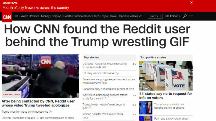 The CNN Website The Day of The Tweet.