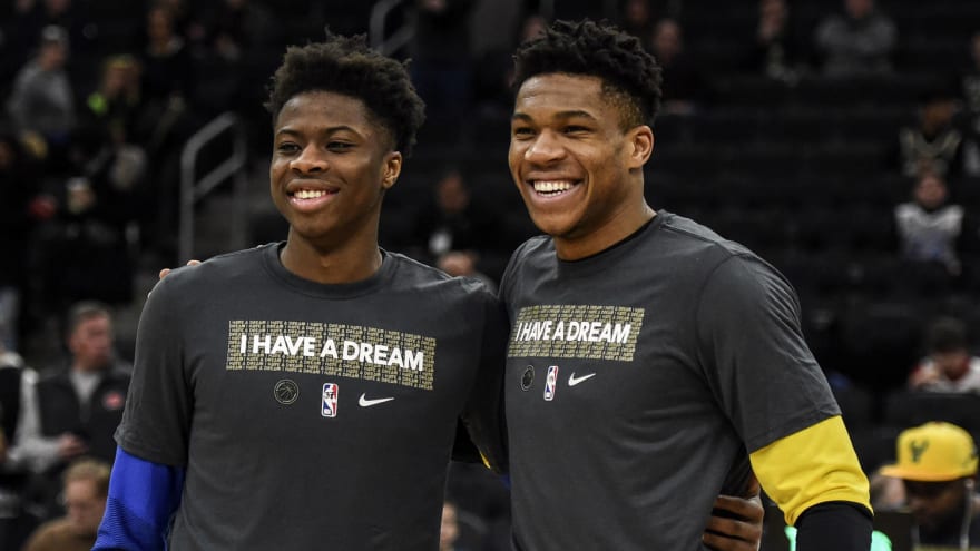 Giannis Gives Brother Kostas Nice Champion S Welcome Home Yardbarker