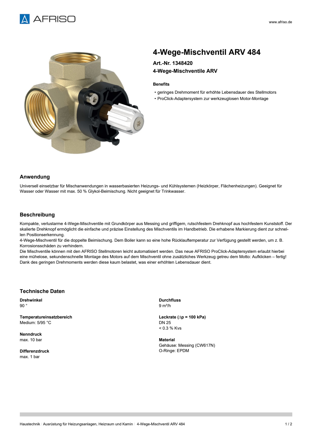 AFRISO_4-WEGE-MISCHVENTIL-ARV-484-4-WEGE-MISCHVENTILE-ARV_1348420_DEU_CHE.PDF