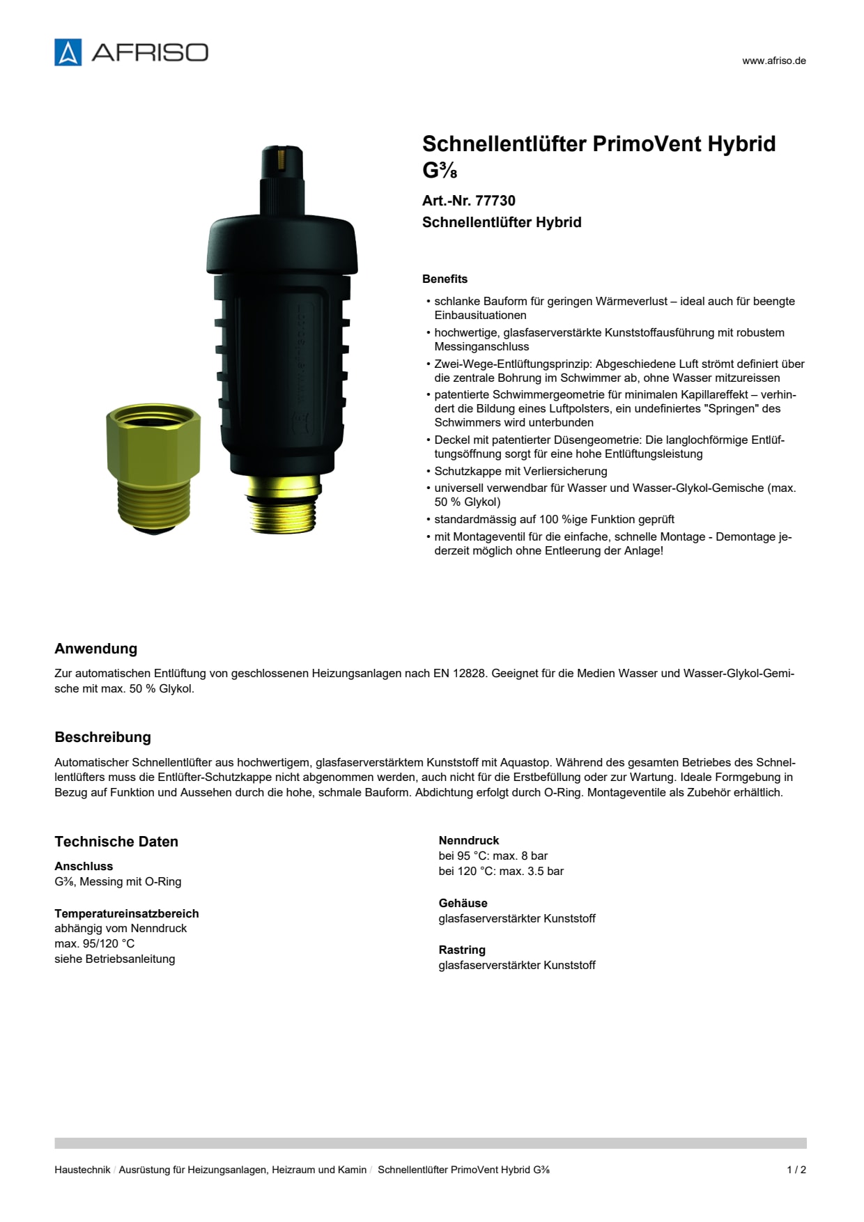 AFRISO_SCHNELLENTLUEFTER-PRIMOVENT-HYBRID-G--SCHNELLENTLUEFTER-HYBRID_77730_DEU_CHE.PDF