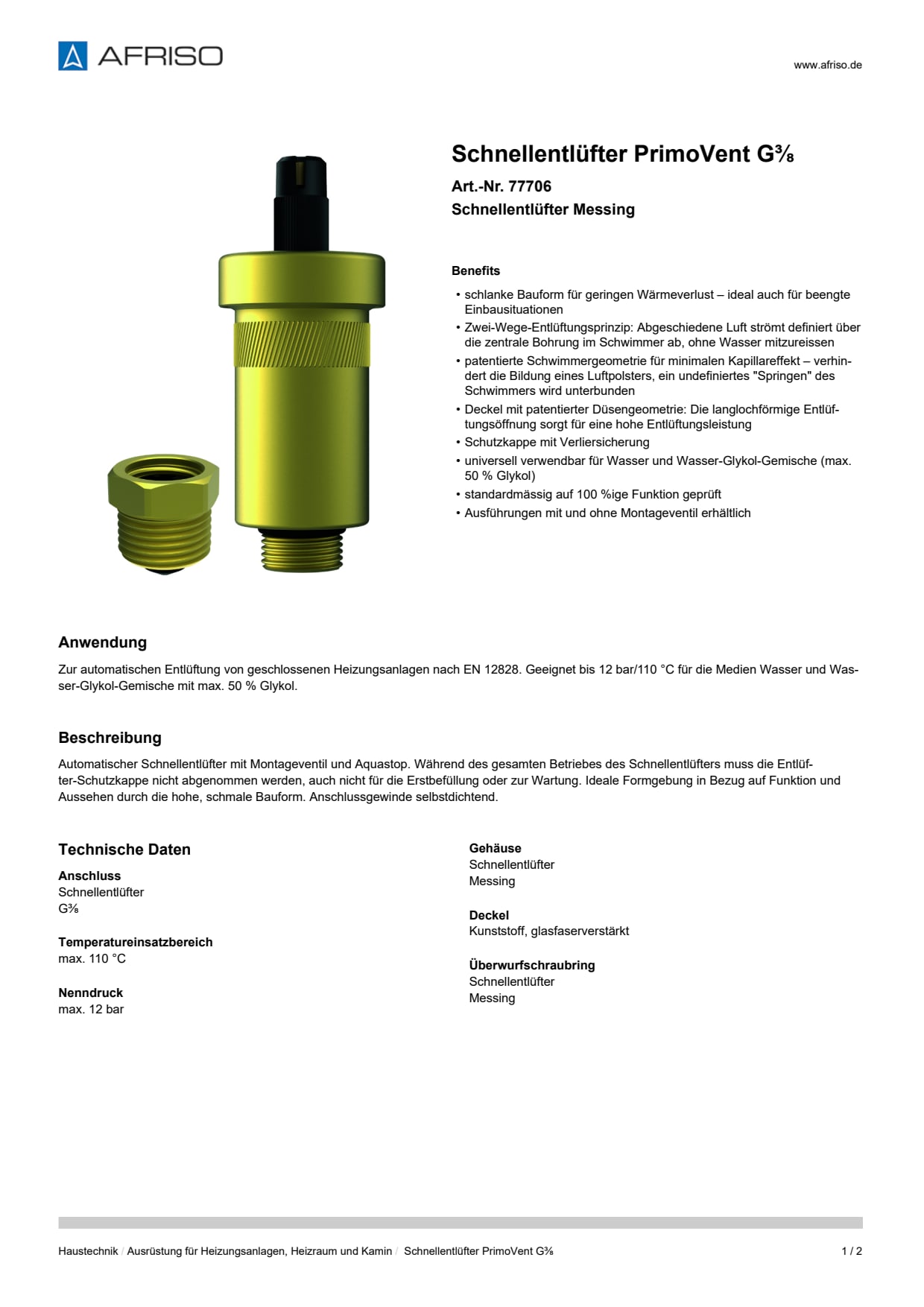 AFRISO_SCHNELLENTLUEFTER-PRIMOVENT-G--SCHNELLENTLUEFTER-MESSING_77706_DEU_CHE.PDF