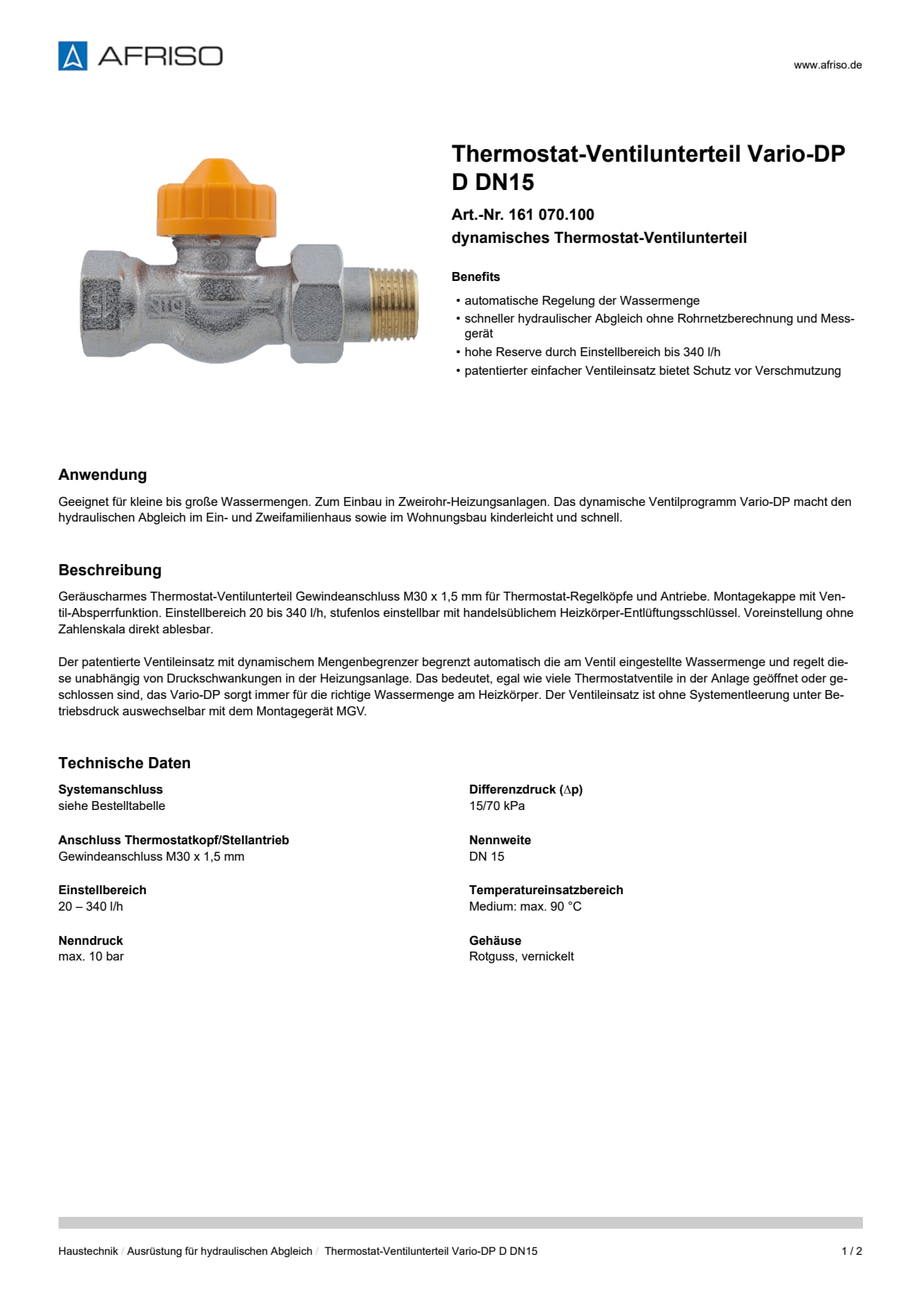 AFRISO_DATENBLATT_THERMOSTAT-VENTILUNTERTEIL_VARIO-DP_D-DN15_161-070-100_DEU_DEU.PDF