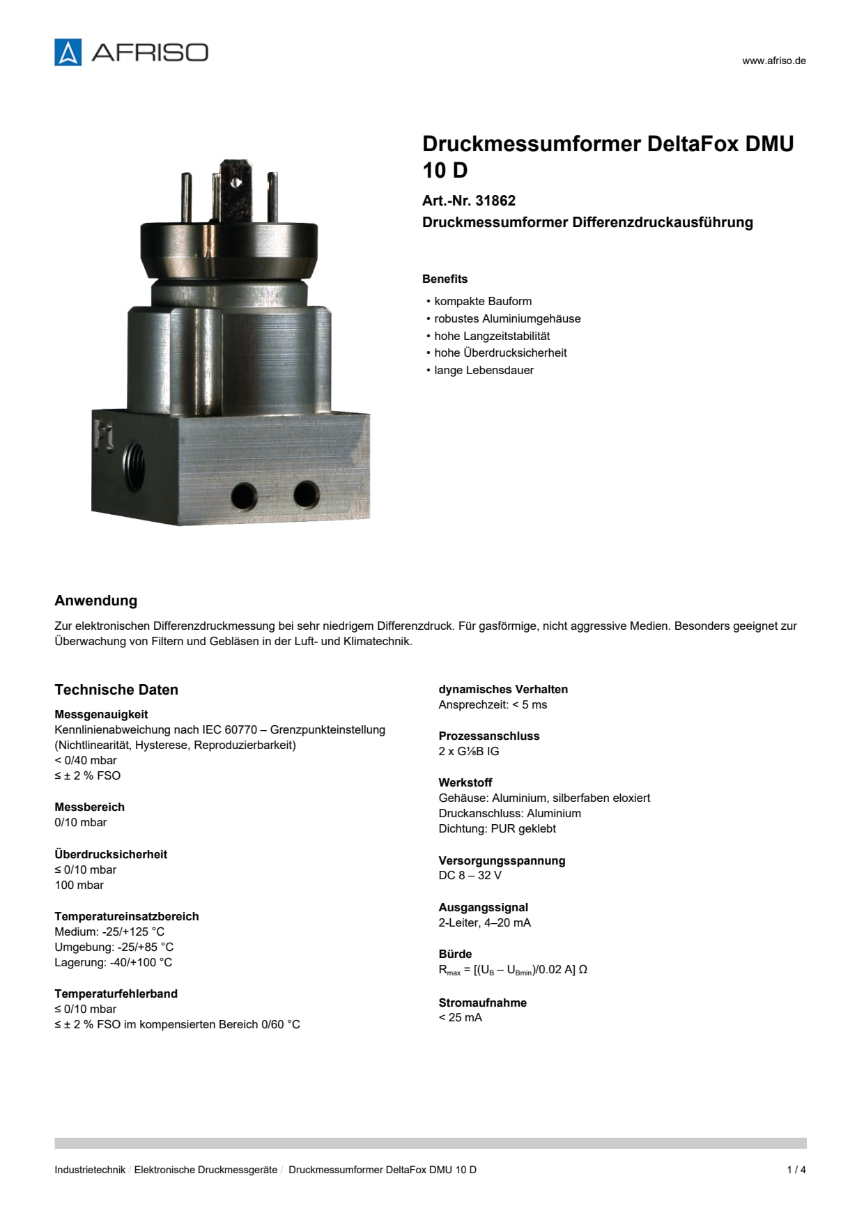 AFRISO_DATENBLATT_DRUCKMESSUMFORMER_DELTAFOX-DMU-10-D_31862_DEU_CHE.PDF
