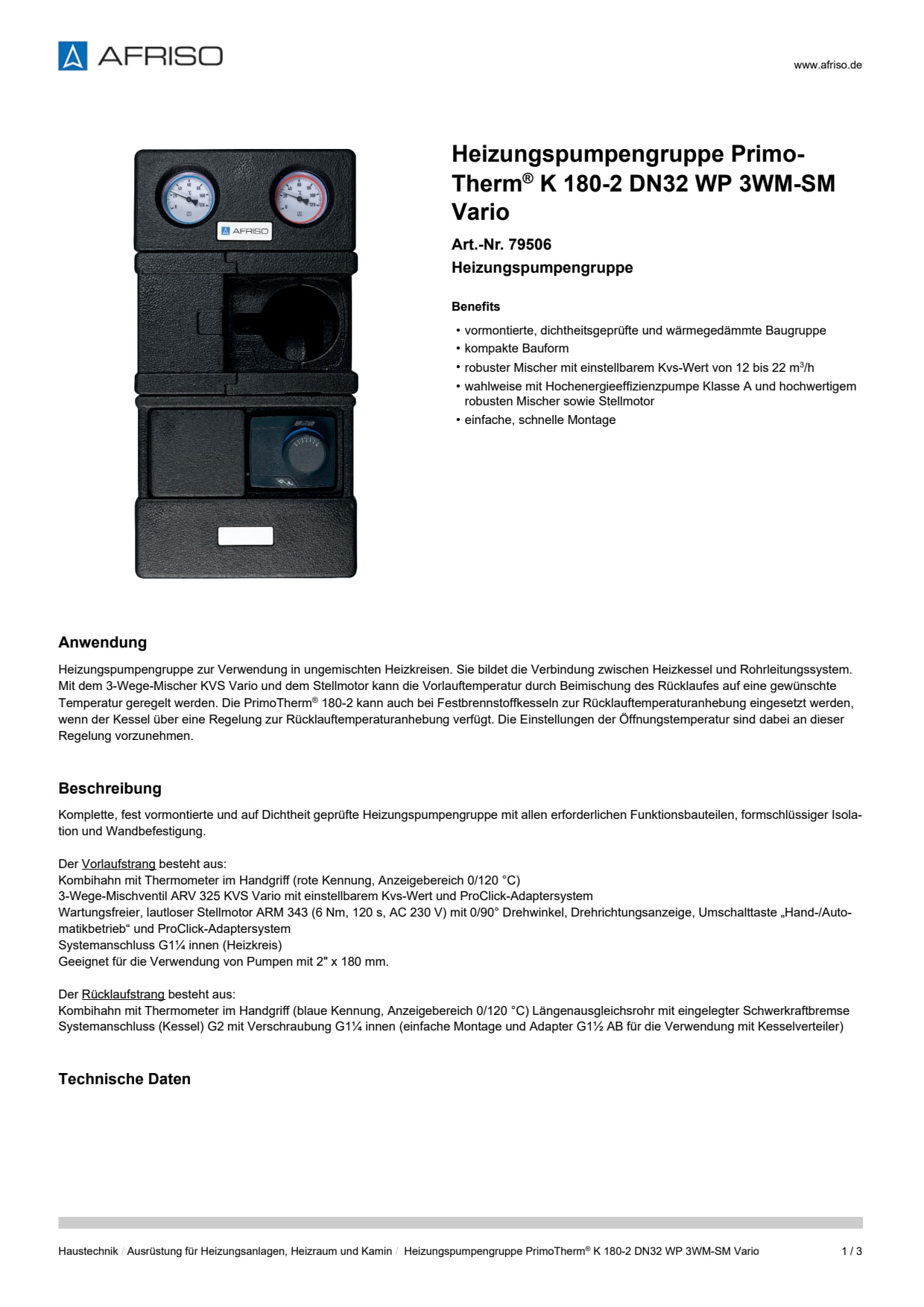 AFRISO_DATENBLATT_HEIZUNGSPUMPENGRUPPE_PRIMOTHERM-K-180-2-DN32-WP-3WM-SM-VARIO_79506_DEU_CHE.PDF