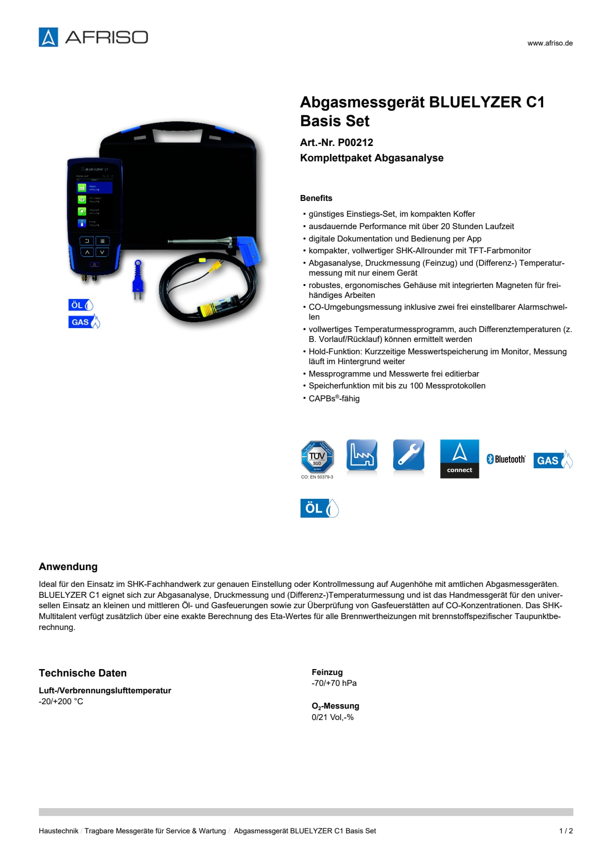 AFRISO_DATENBLATT_ABGASMESSGERAET_BLUELYZER-C1-BASIS-SET_P00212_DEU_CHE.PDF