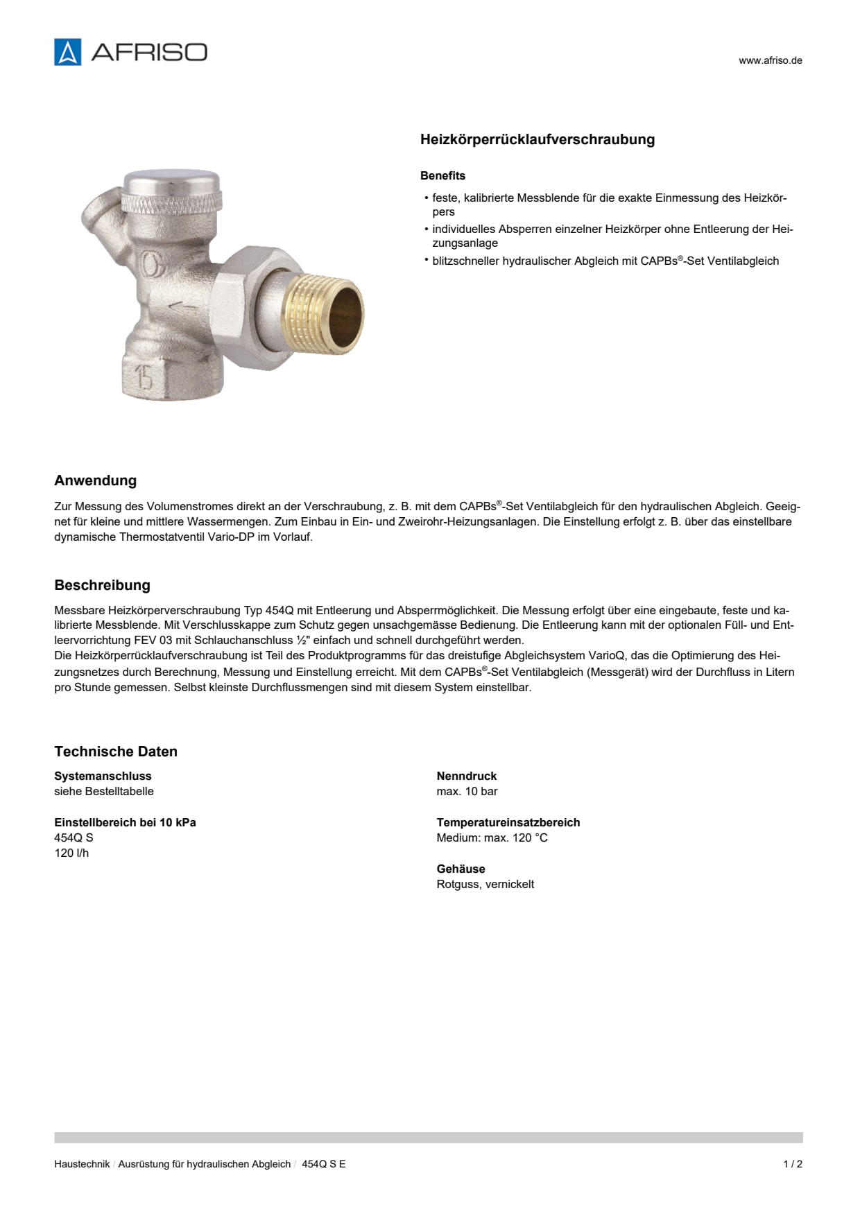AFRISO_DATENBLATT_HEIZKOERPERRUECKLAUFVERSCHRAUBUNG_454Q-S-E_P9174_DEU_CHE.PDF