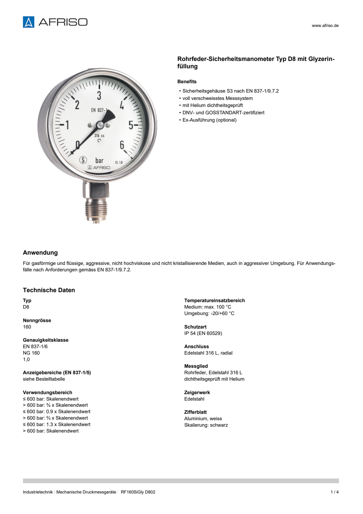 AFRISO_DATENBLATT_ROHRFEDER-SICHERHEITSMANOMETER-TYP-D8-MIT-GLYZERINFUELLUNG_RF160SIGLY-D802_P24143_DEU_CHE.PDF