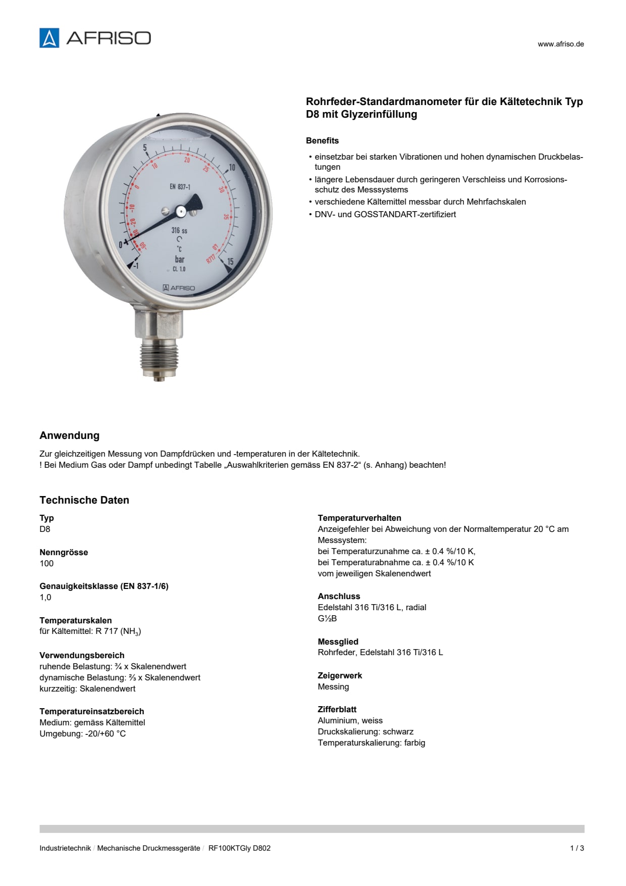 AFRISO_DATENBLATT_ROHRFEDER-STANDARDMANOMETER-FUER-DIE-KAELTETECHNIK-TYP-D8-MIT-GLYZERINFUELLUNG_RF100KTGLY-D802_P23985_DEU_CHE.PDF