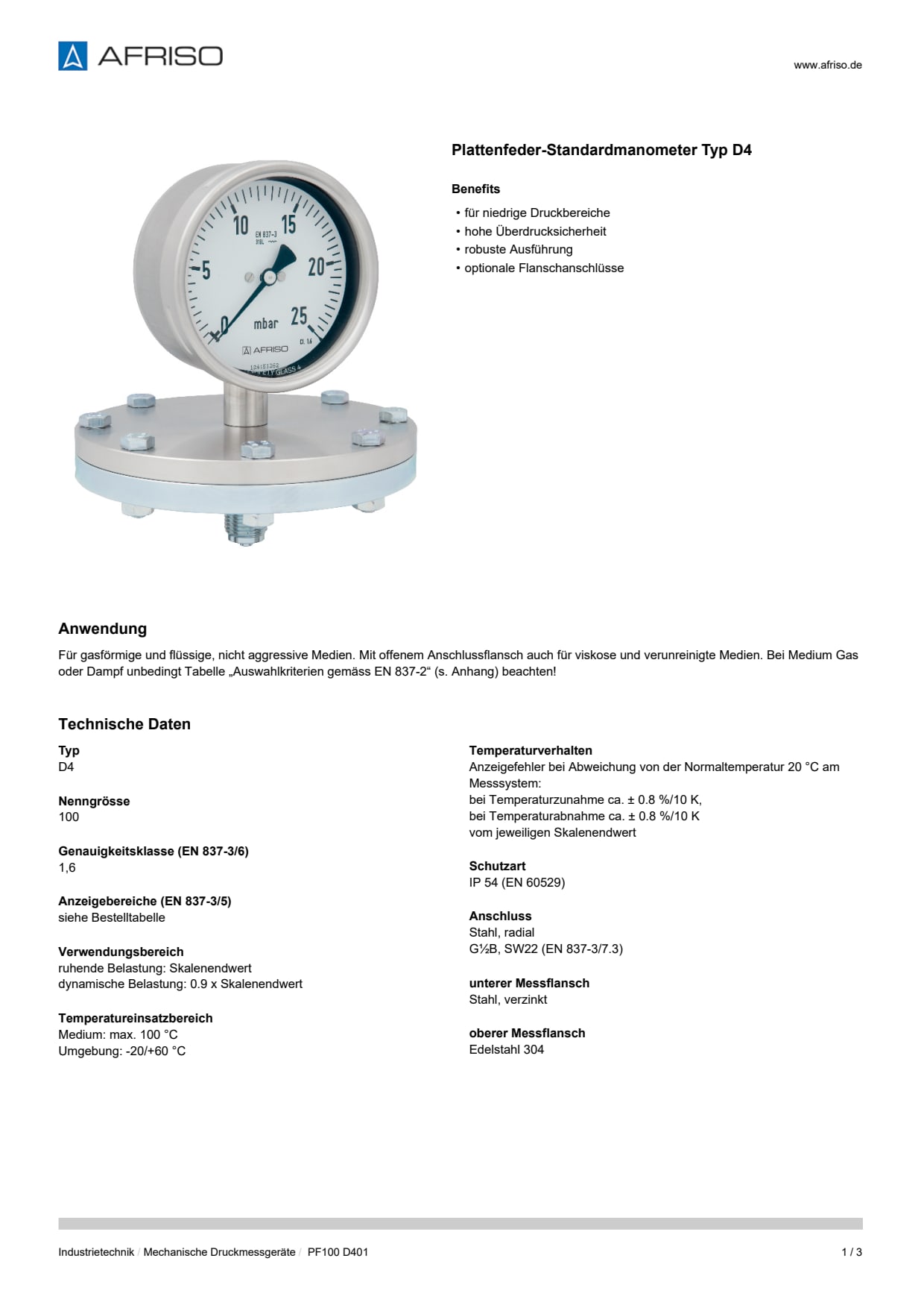 AFRISO_DATENBLATT_PLATTENFEDER-STANDARDMANOMETER-TYP-D4_PF100-D401_P25507_DEU_CHE.PDF