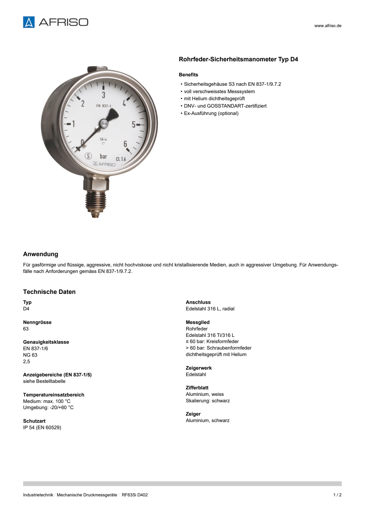 AFRISO_DATENBLATT_ROHRFEDER-SICHERHEITSMANOMETER-TYP-D4_RF63SI-D402_P25422_DEU_CHE.PDF