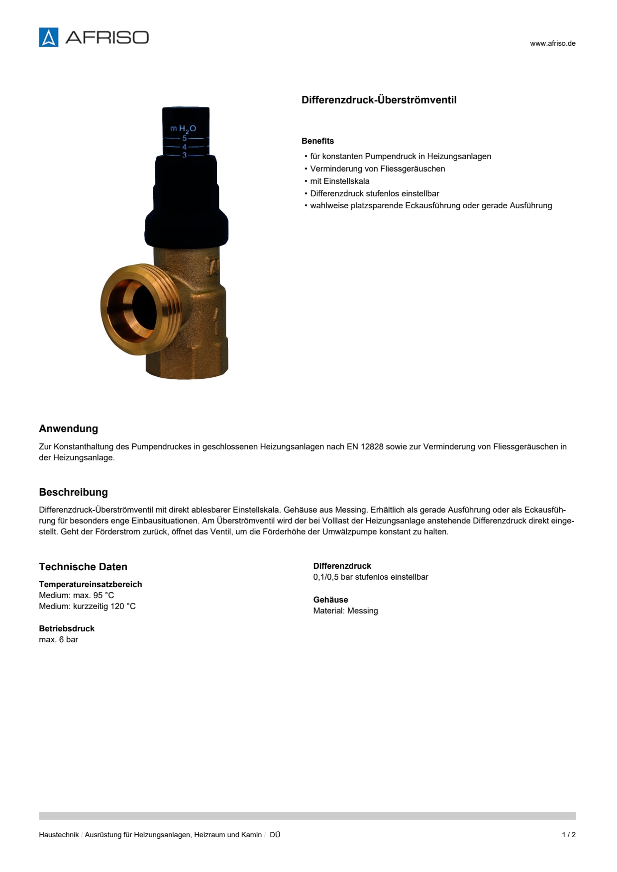 AFRISO_DATENBLATT_DIFFERENZDRUCK-UEBERSTROEMVENTIL_DUE_P31775_DEU_CHE.PDF