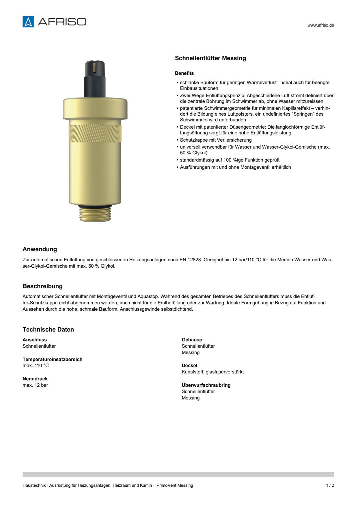 AFRISO_DATENBLATT_SCHNELLENTLUEFTER-MESSING_PRIMOVENT-MESSING_P31737_DEU_CHE.PDF