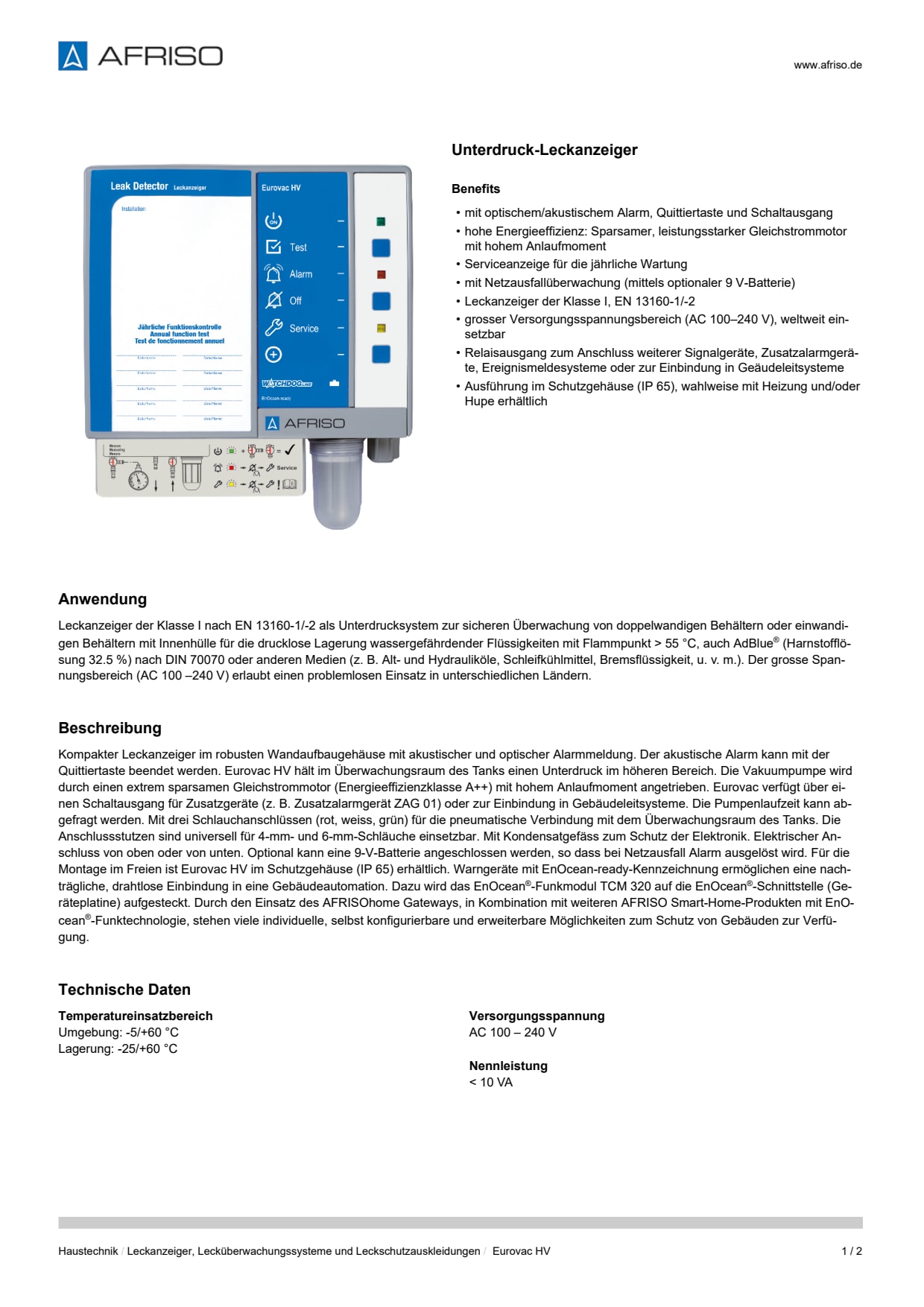 AFRISO_DATENBLATT_UNTERDRUCK-LECKANZEIGER_EUROVAC-HV_P31268_DEU_CHE.PDF