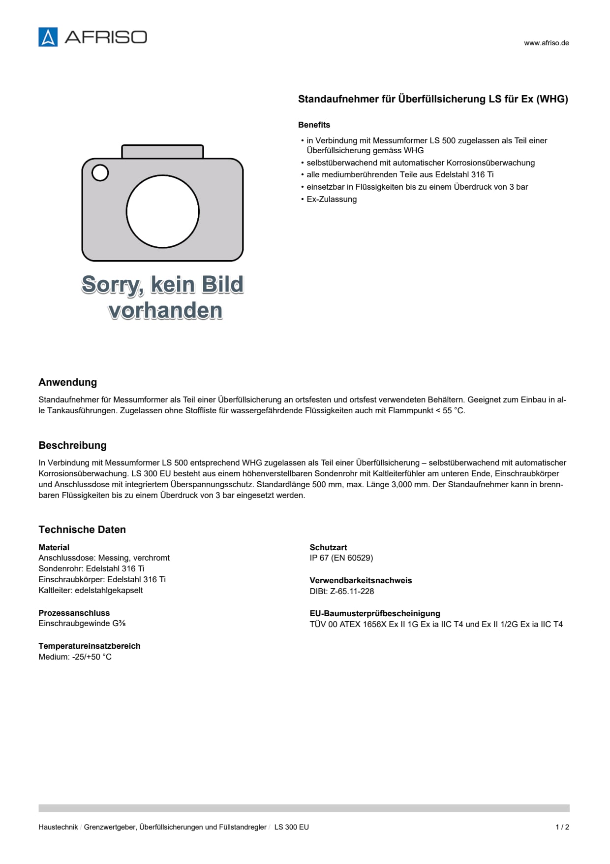 AFRISO_DATENBLATT_STANDAUFNEHMER-FUER-UEBERFUELLSICHERUNG-LS-FUER-EX--WHG-_LS-300-EU_P31208_DEU_CHE.PDF