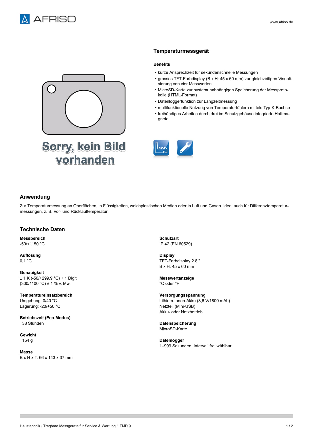 AFRISO_DATENBLATT_TEMPERATURMESSGERAET_TMD-9_P38572_DEU_CHE.PDF