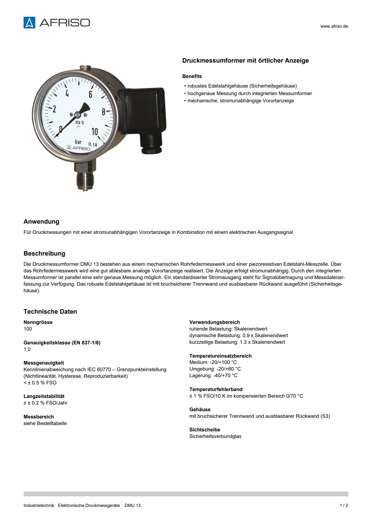 AFRISO_DATENBLATT_DRUCKMESSUMFORMER-MIT-OERTLICHER-ANZEIGE_DMU-13_P34186_DEU_CHE.PDF