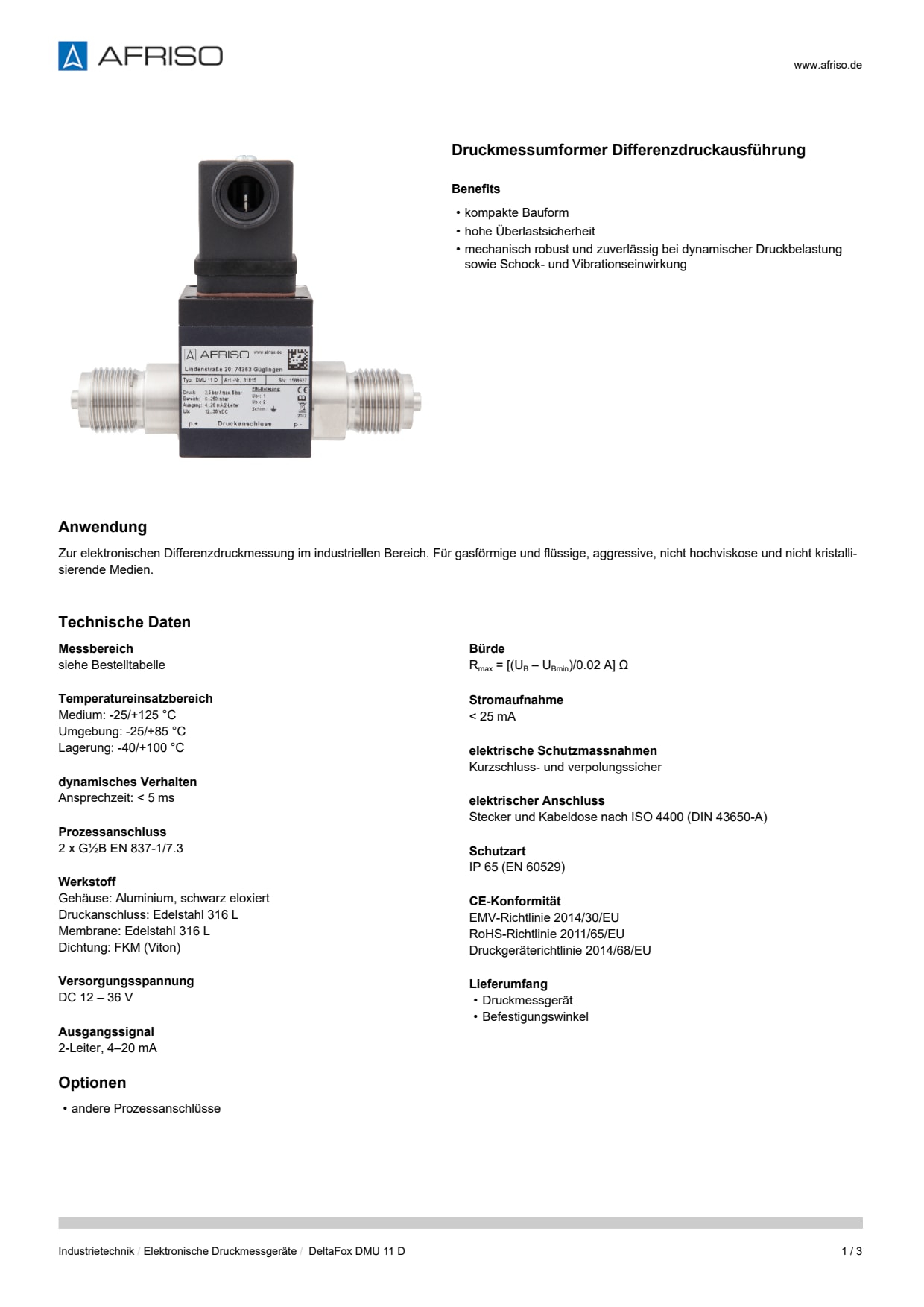 AFRISO_DATENBLATT_DRUCKMESSUMFORMER-DIFFERENZDRUCKAUSFUEHRUNG_DELTAFOX-DMU-11-D_P34171_DEU_CHE.PDF