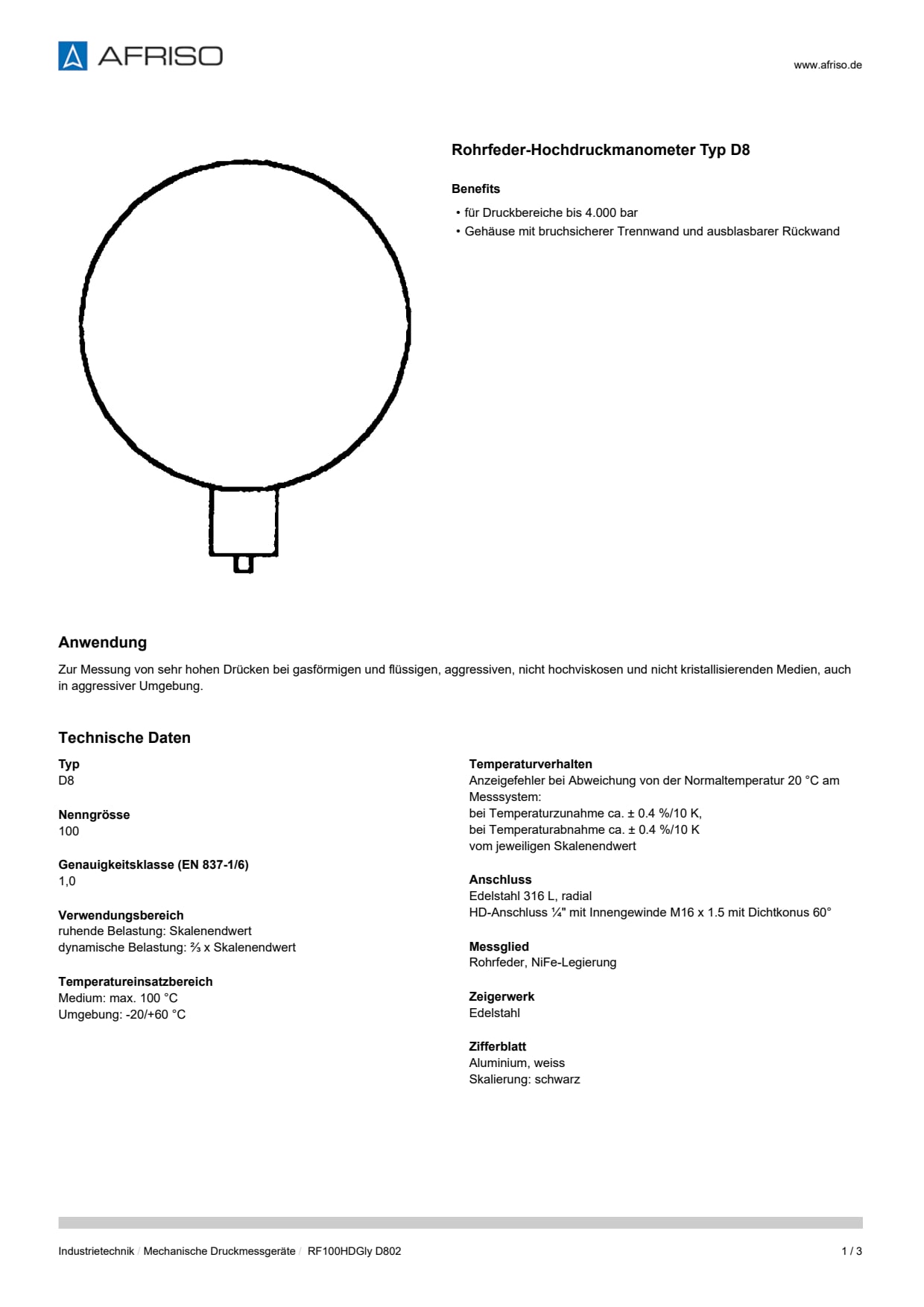 AFRISO_DATENBLATT_ROHRFEDER-HOCHDRUCKMANOMETER-TYP-D8_RF100HDGLY-D802_P42719_DEU_CHE.PDF