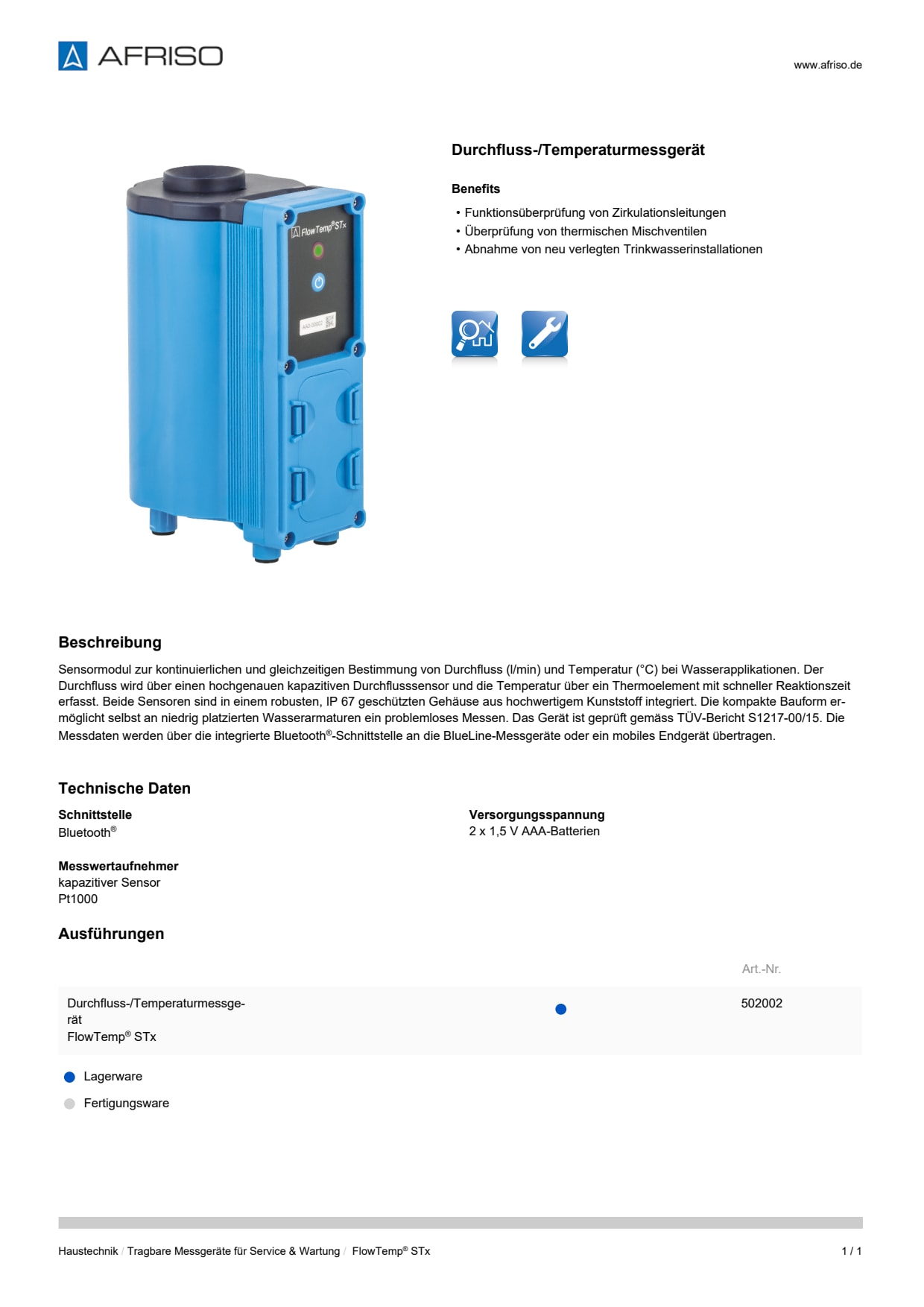 AFRISO_DATENBLATT_DURCHFLUSS--TEMPERATURMESSGERAET_FLOWTEMP-STX_P59101_DEU_CHE.PDF