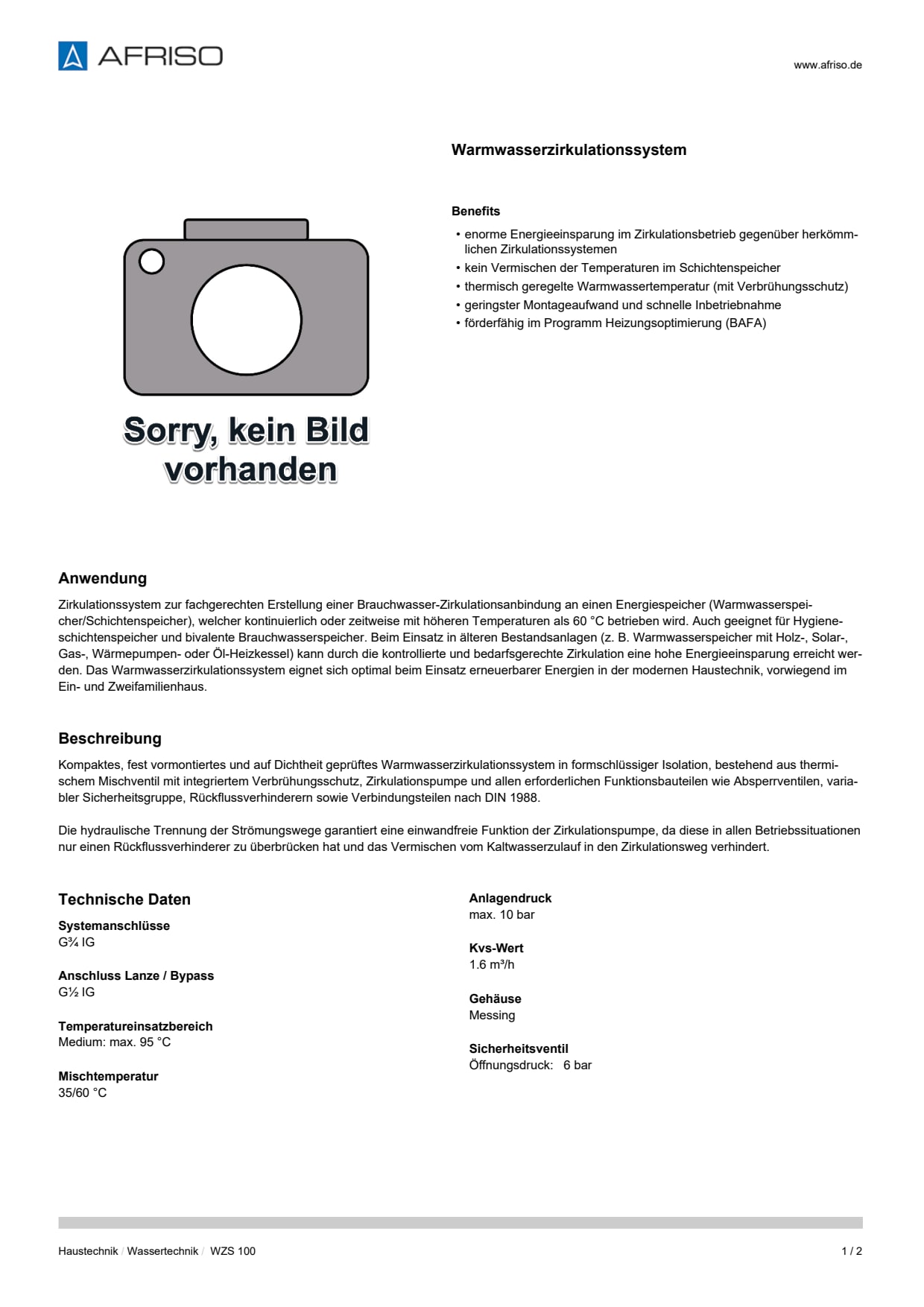 AFRISO_DATENBLATT_WARMWASSERZIRKULATIONSSYSTEM_WZS-100_P53671_DEU_CHE.PDF
