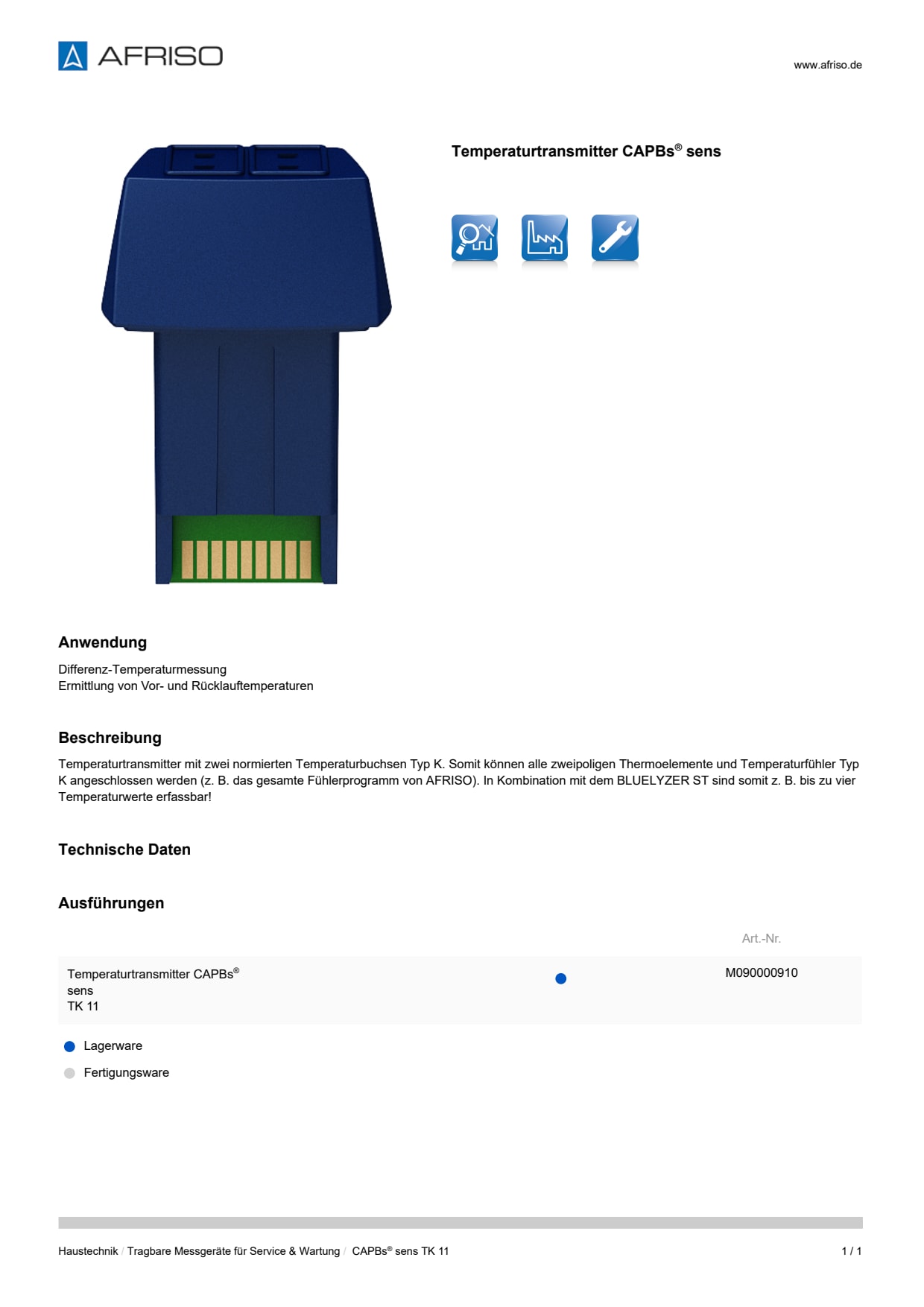 AFRISO_DATENBLATT_TEMPERATURTRANSMITTER-CAPBS-SENS_CAPBS-SENS-TK-11_P53665_DEU_CHE.PDF