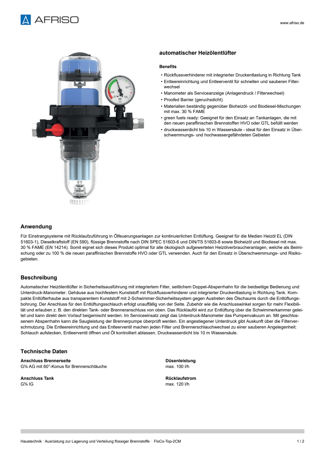 AFRISO_DATENBLATT_AUTOMATISCHER-HEIZOELENTLUEFTER_FLOCO-TOP-2CM_P60100_DEU_CHE.PDF