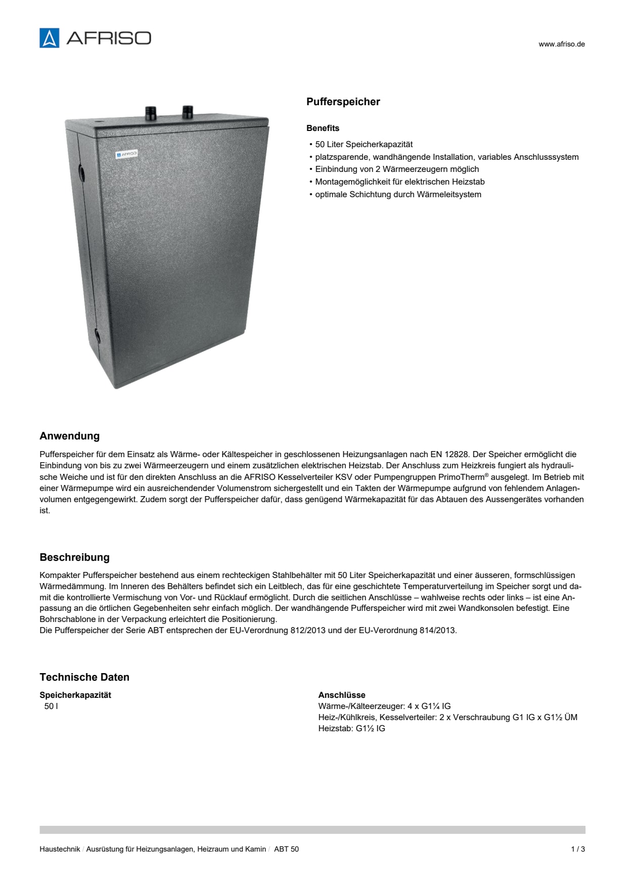 AFRISO_DATENBLATT_PUFFERSPEICHER_ABT-50_P63797_DEU_CHE.PDF