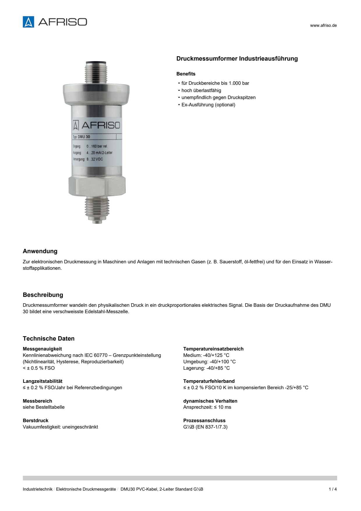 AFRISO_DATENBLATT_DRUCKMESSUMFORMER-INDUSTRIEAUSFUEHRUNG_DMU30-PVC-KABEL--2-LEITER-STANDARD-G1-2B_P62485_DEU_CHE.PDF