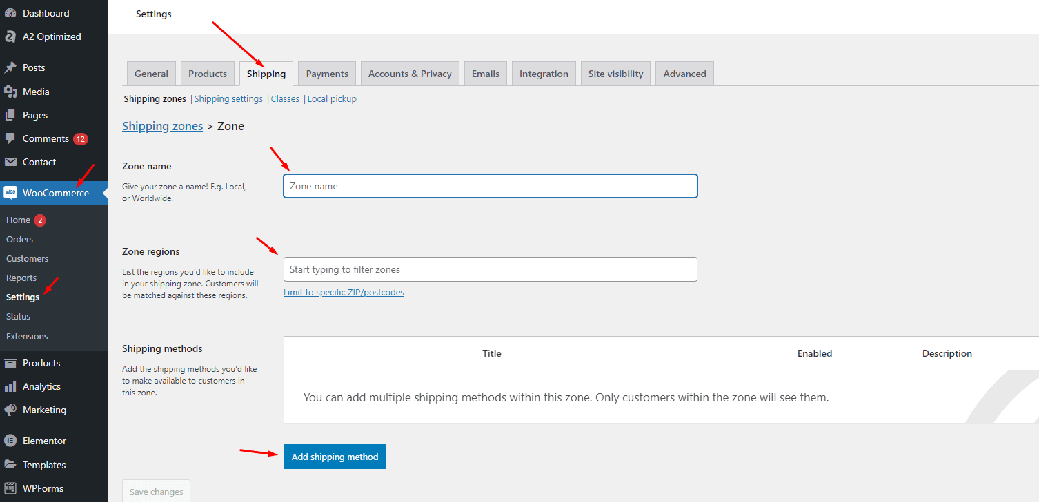 Configuring Shipping Options