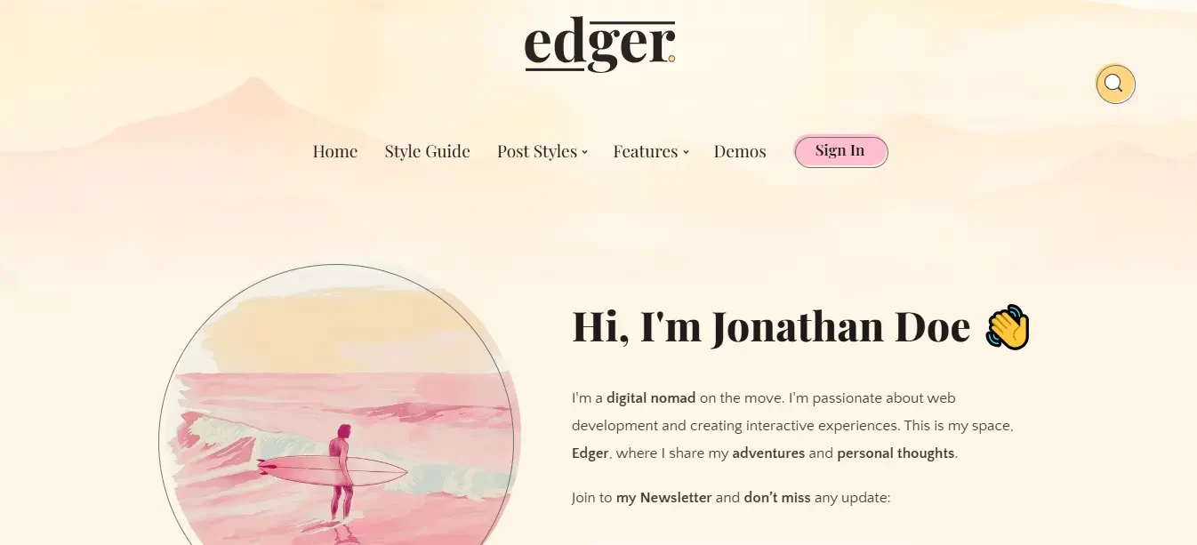 Edger is a sleek and modern Ghost blog theme