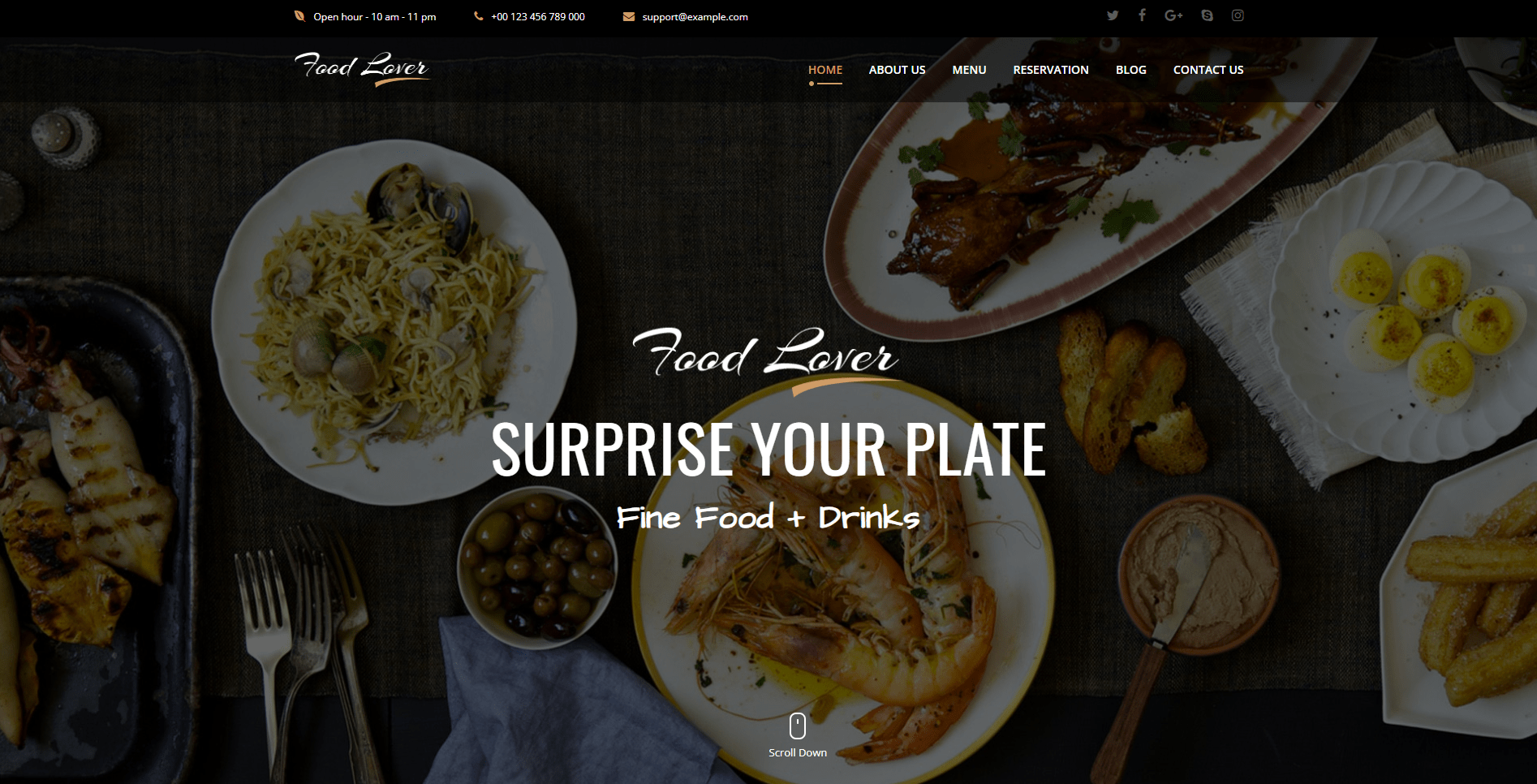 Food Lover Restaurant HTML Template