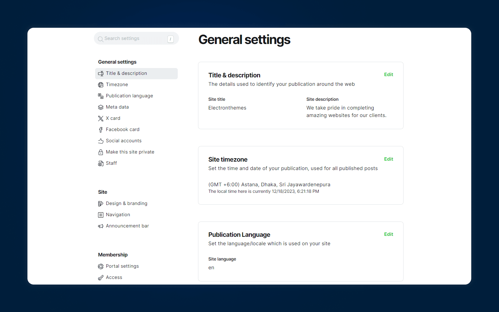 Improved Refreshed Settings in Ghost CMS
