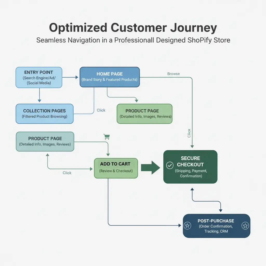 Infographic showcasing improved user experience in Shopify stores using professional theme design.