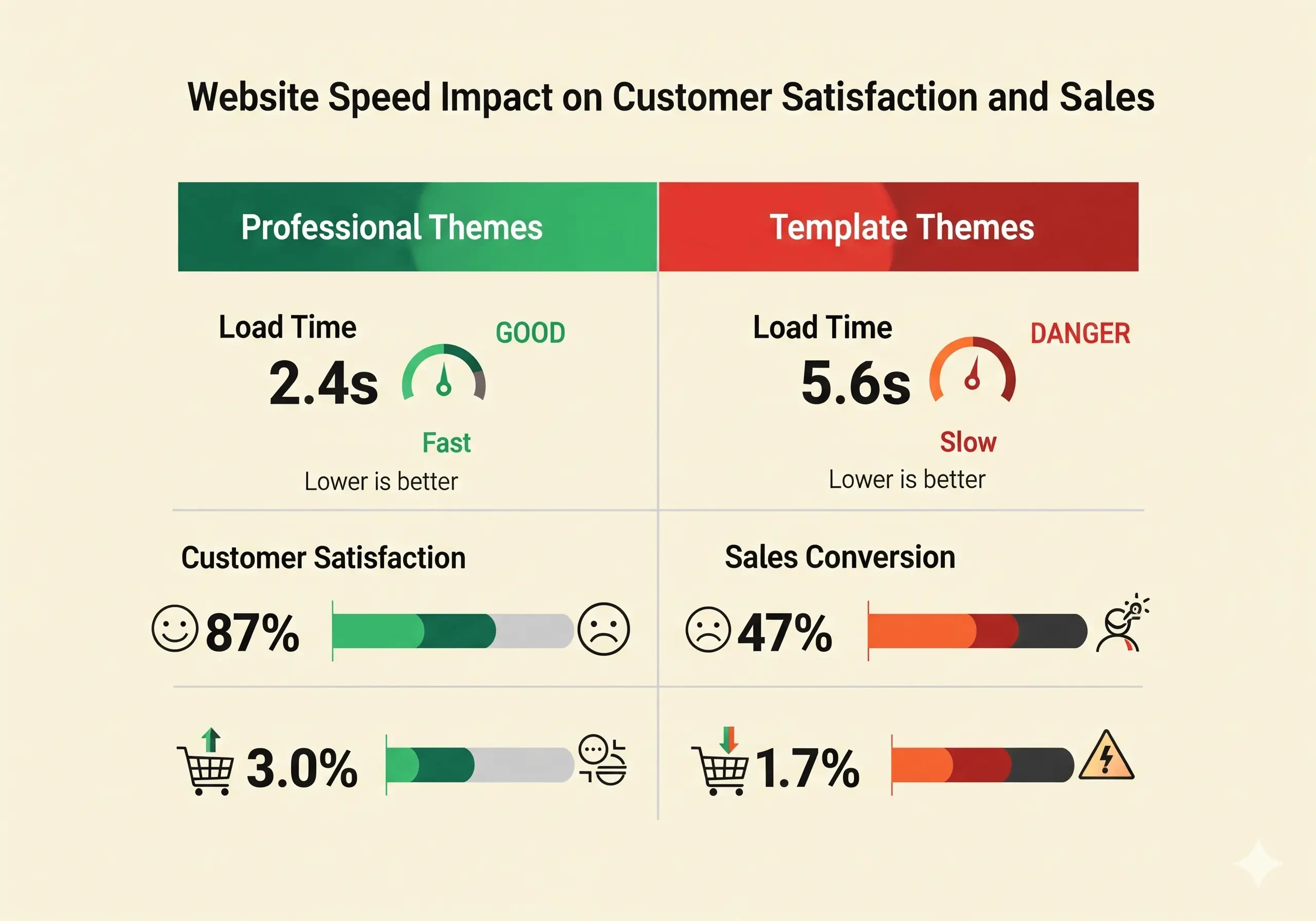 Infographic stressing why professional themes matter for Shopify stores with focus on performance, UX, and conversions.