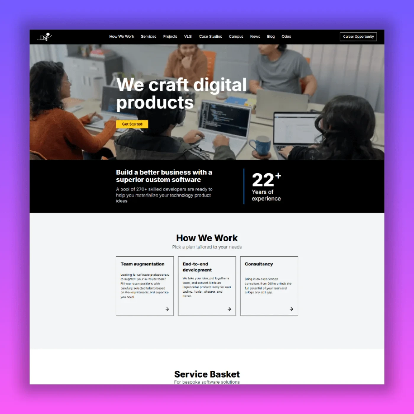 DSI web development agency Bangladesh showcasing digital product development and government project expertise
