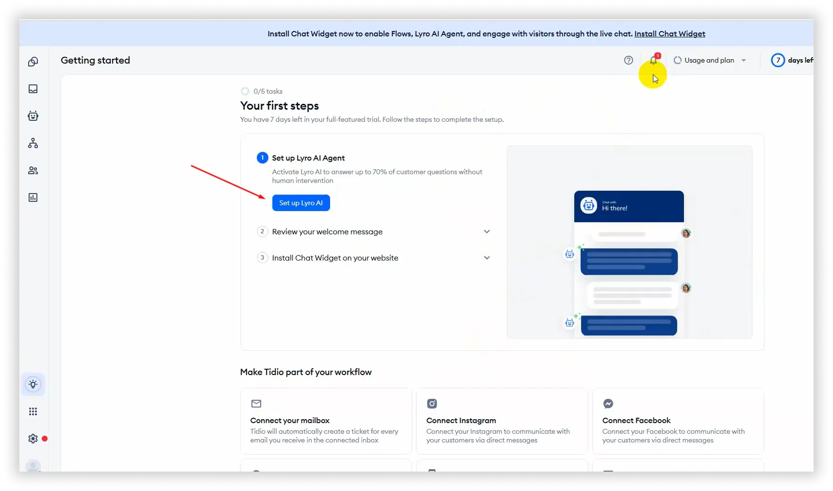 Set up Lyro AI button