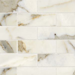 Calacatta 3" x 12" Honed Marble Tile in White
