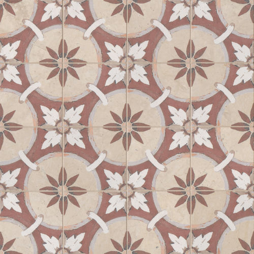 Crio 4" x 4" Porto-guese Flor Tile Limestone Tile in Moorish Red