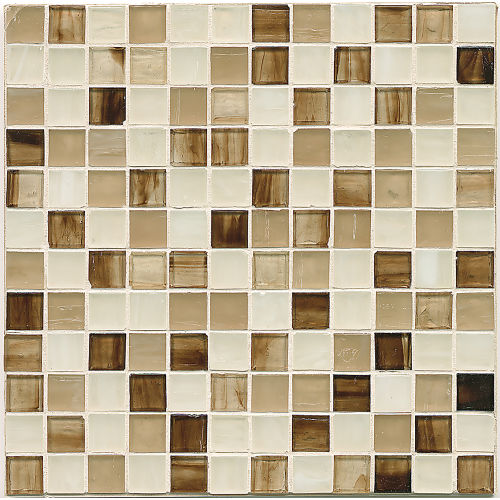 Fusion 1" x 1" Glass Mosaic Blend in Moca Vanilla