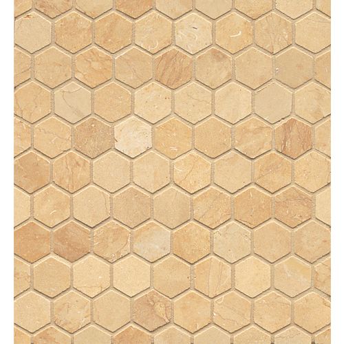 Mod Rocks 1" Hexagon Honed Limestone Mosaic in Brioche