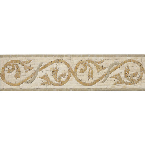 Nico Mozaics 4" x 16" Athena Honed Limestone Border in Veined Beige