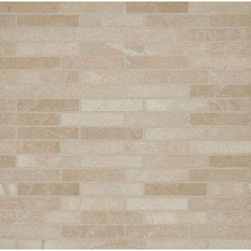 Rock Glamorous 5/8" x 3" Staggered Joint Honed Marble Mosaic in Aegean Cream